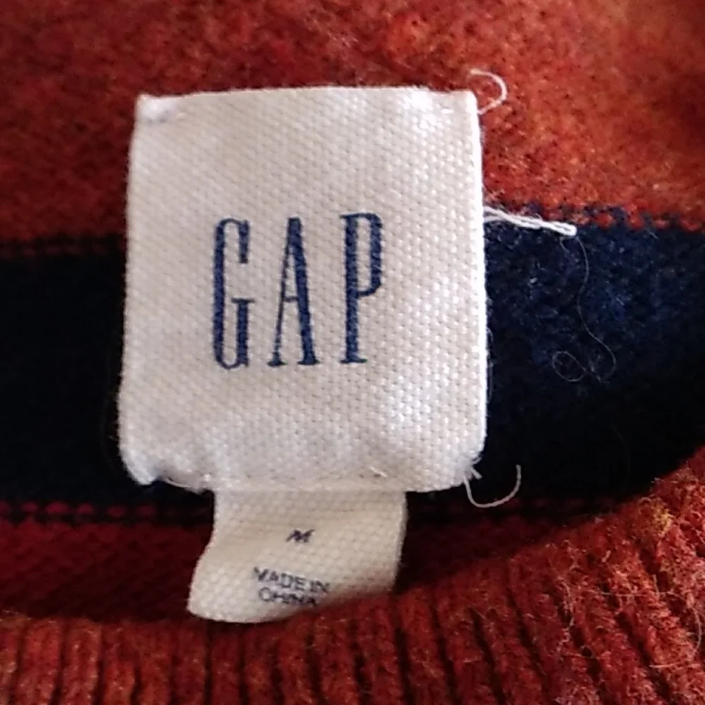 Gap men's orange stripes wool blend sweater size Medium - Picture 2 of 6